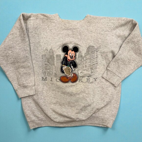 Disney Other - Vintage 90s Mickey Mouse GENUS Appliqué Sweatshirt USA Size L